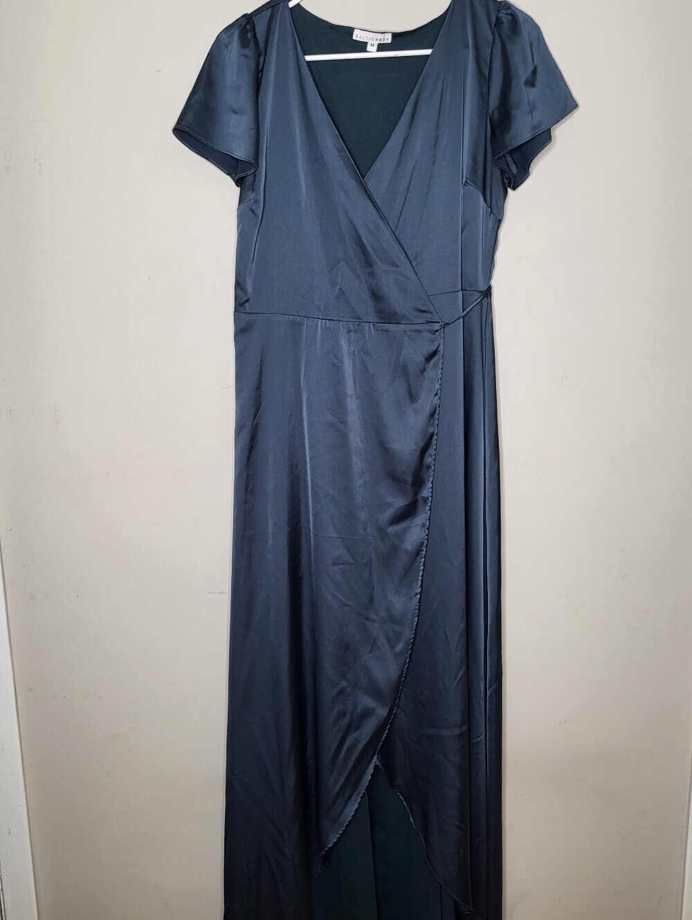 Baltic Born Vara Satin Maxi Wrap Navy Dress Size Medium